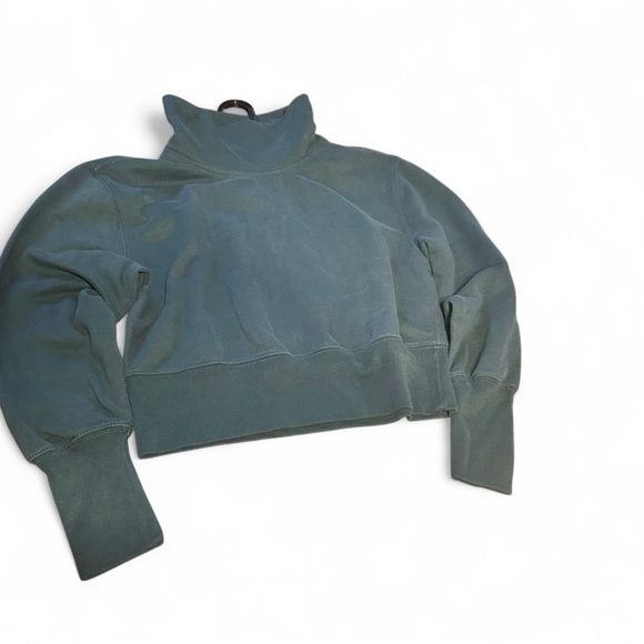 Abercrombie & Fitch Green Cropped Turtleneck Sweatshirt Oversized XS - Picture 6 of 6